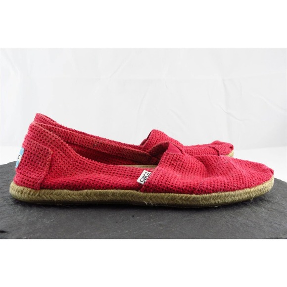 Toms Size 8 M Red Round Toe Flats Fabric Women - Picture 4 of 7